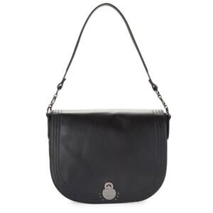 Longchamp Large Cavalcade Leather Shoulder Bag Black Lambskin